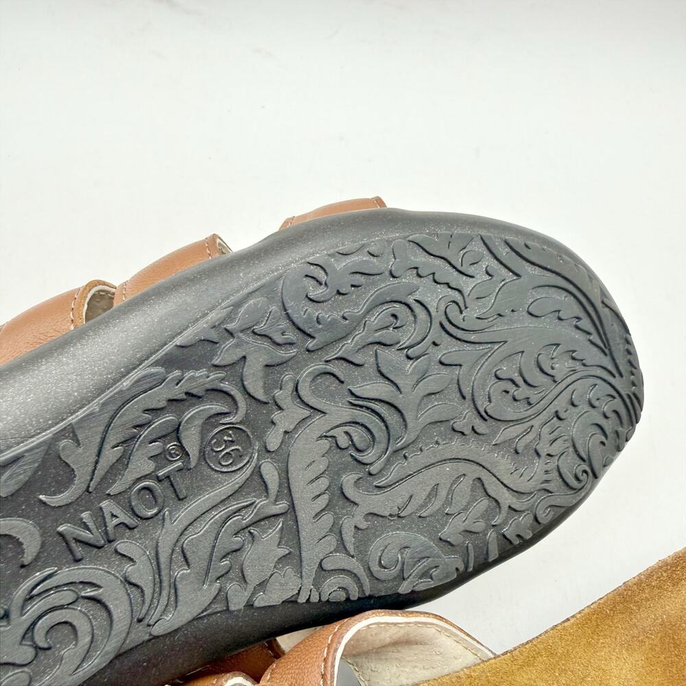 Naot Brown Leather Slide Sandals - Picture 13 of 14